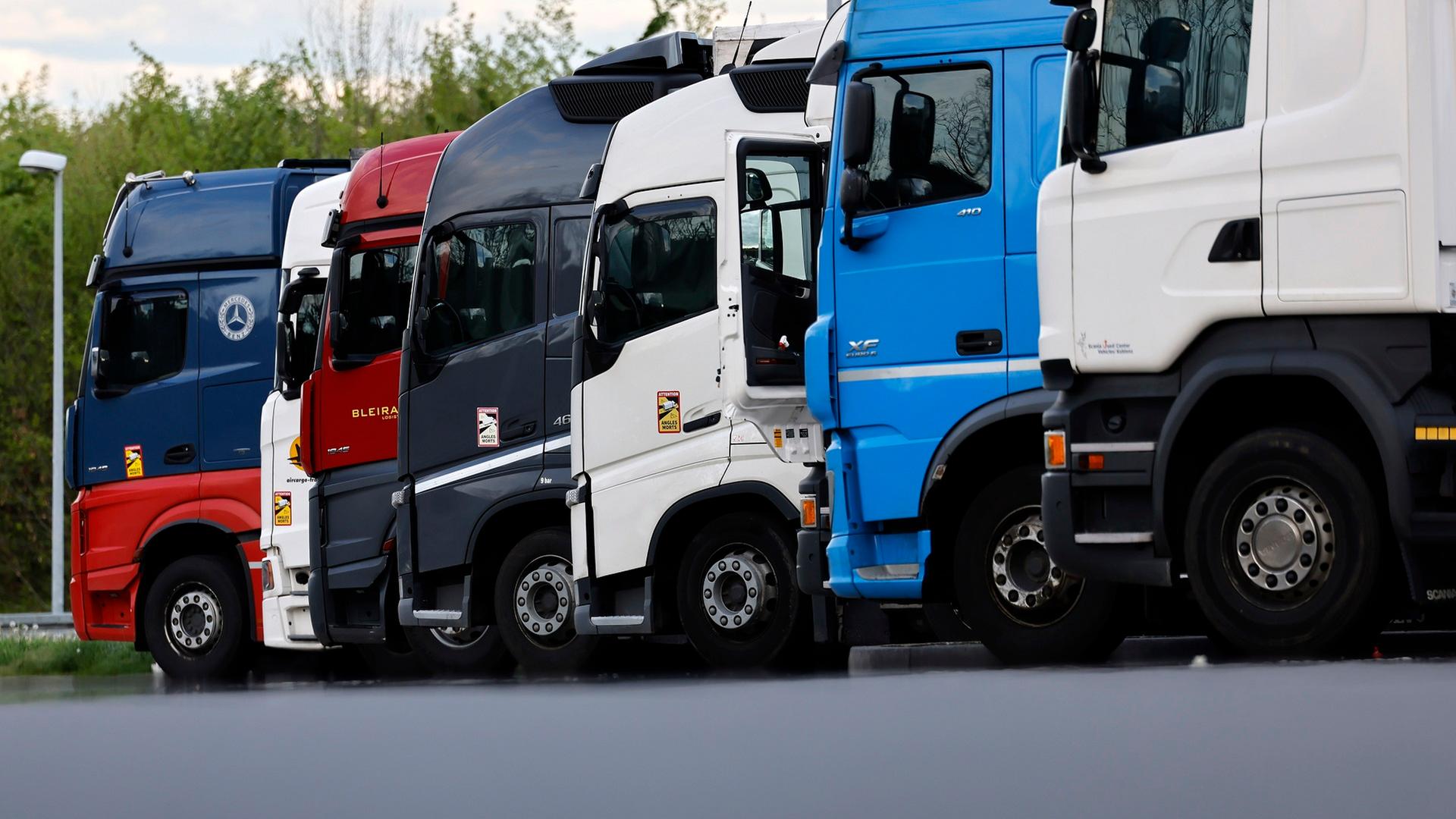 LKWs stehen auf einem Autobahn-Rastplatz  | picture alliance / Panama Pictures | Christoph Hardt