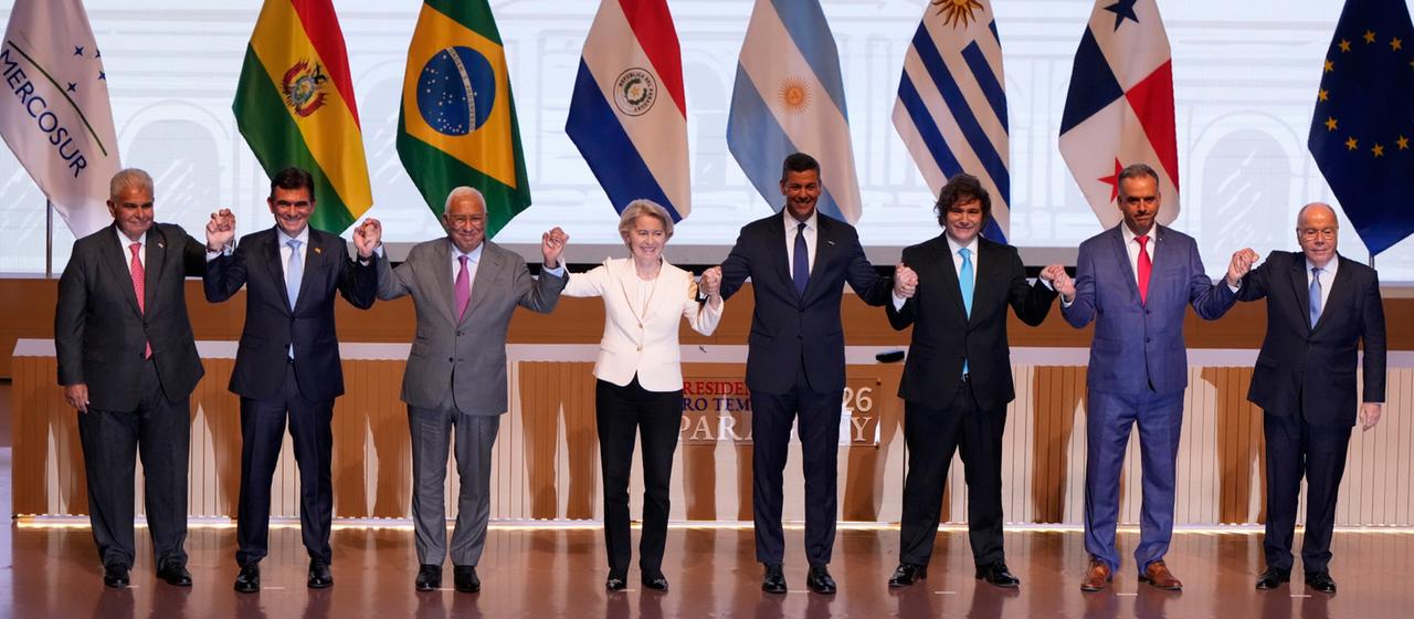 EU-Kommissionspräsidentin von der Leyen und Führer der Mercosur-Staaten