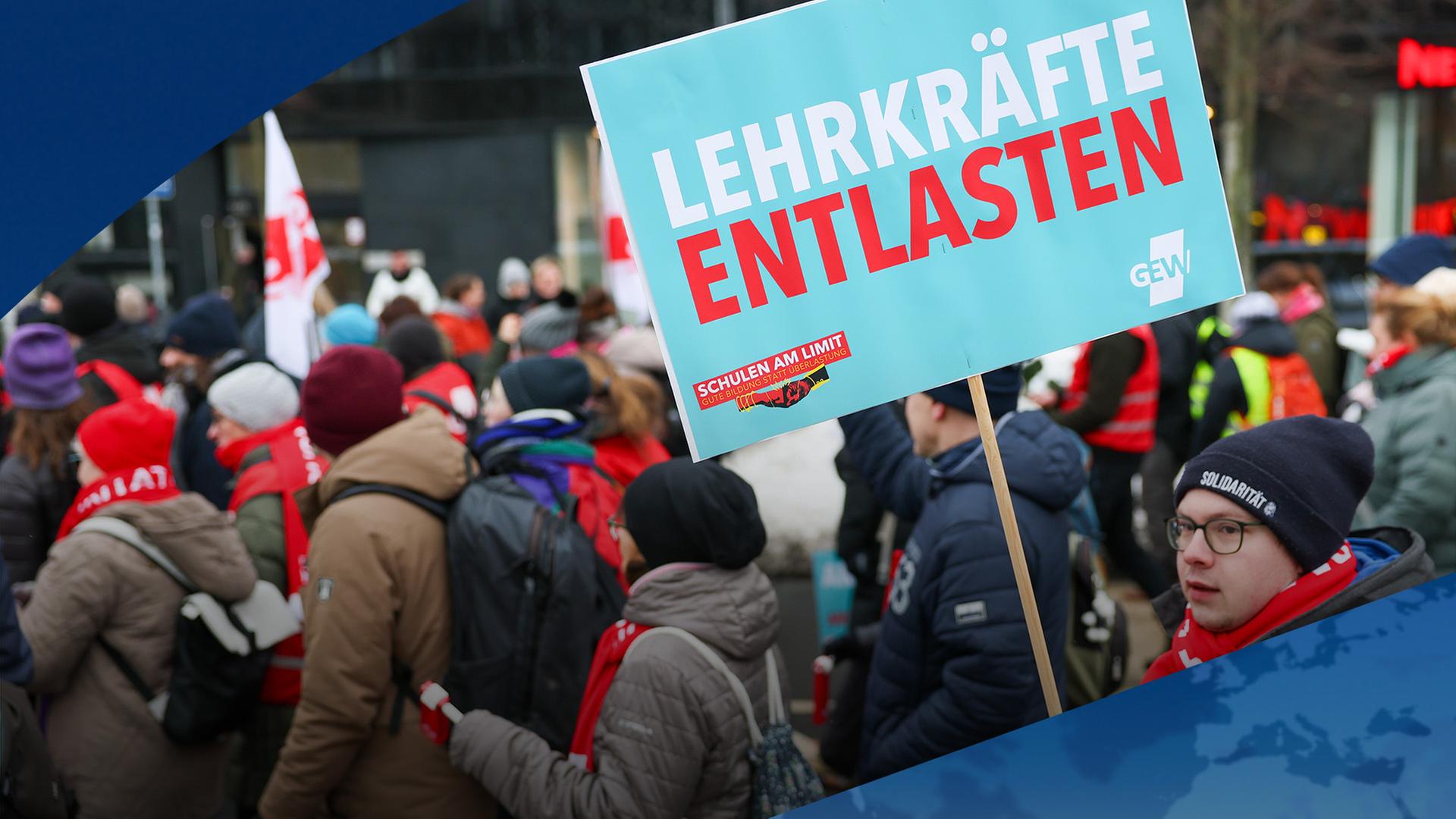 In Leipzig demonstrieren BeschÃ¤ftigte aus dem Bildungswesen. | dpa