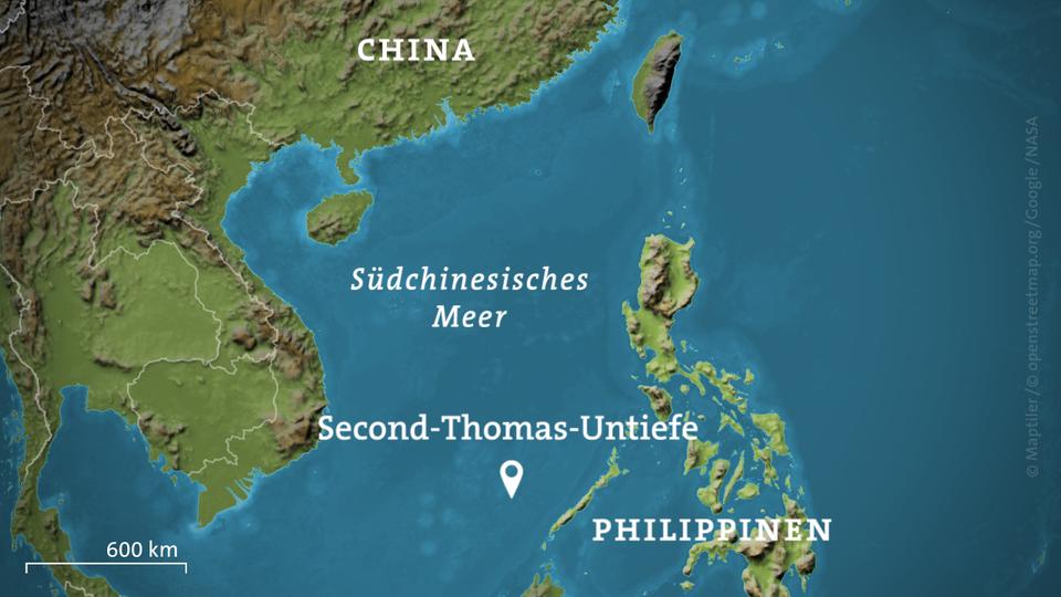 Karte: Second-Thomas-Untiefe, Südchinesisches Meer