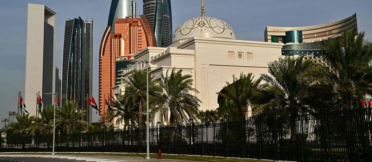 Blick auf den Präsidentenpalast Qasr al-Watan in Abu Dhabi.