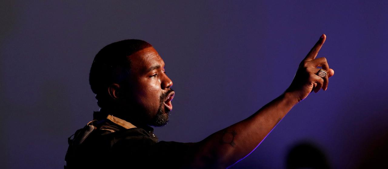 Rapper Kanye West at concert