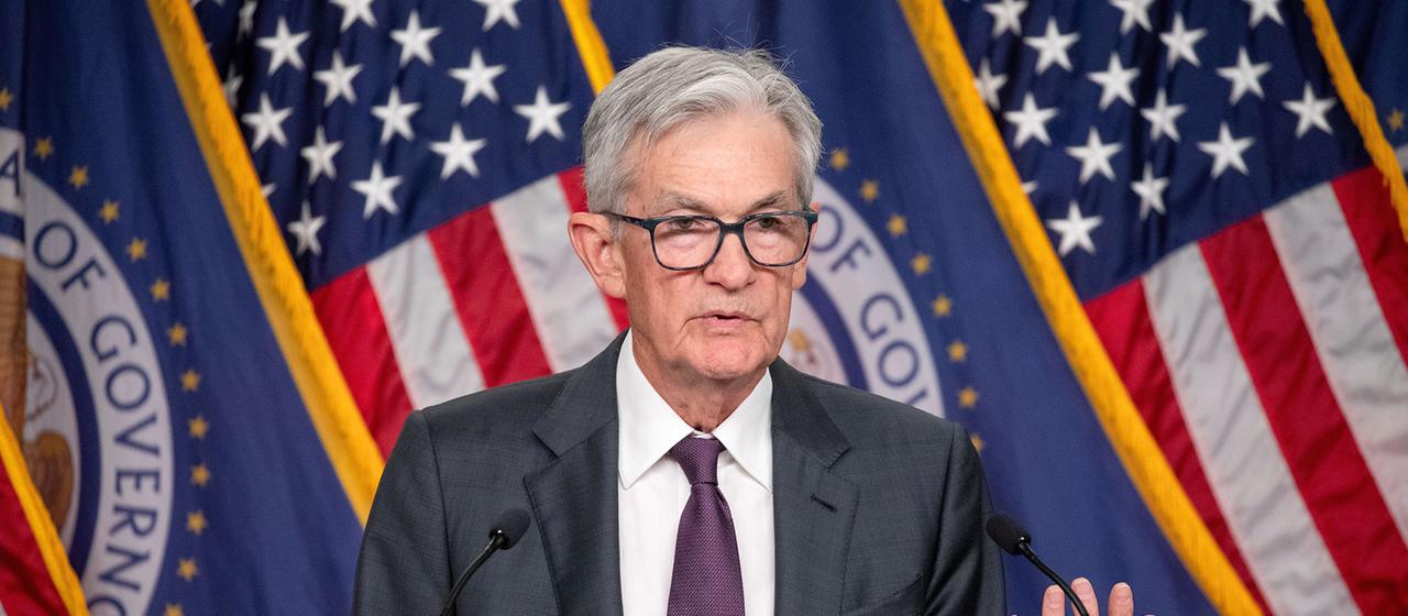 US-Notenbankchef Jerome Powell bei einer Pressekonferenz