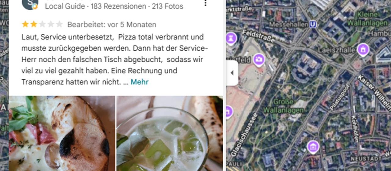Screenshot einer Bewertung bei Google Maps