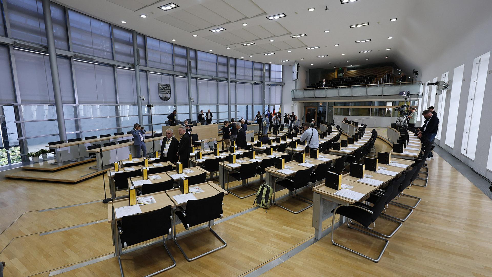 Blick in den Plenarsaal vom Landtag Sachsen-Anhalt. | picture alliance/dpa
