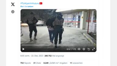 Screenshot eines Videos, das der amtierende türkische Innenminister von einer Razzia gepostet hat.