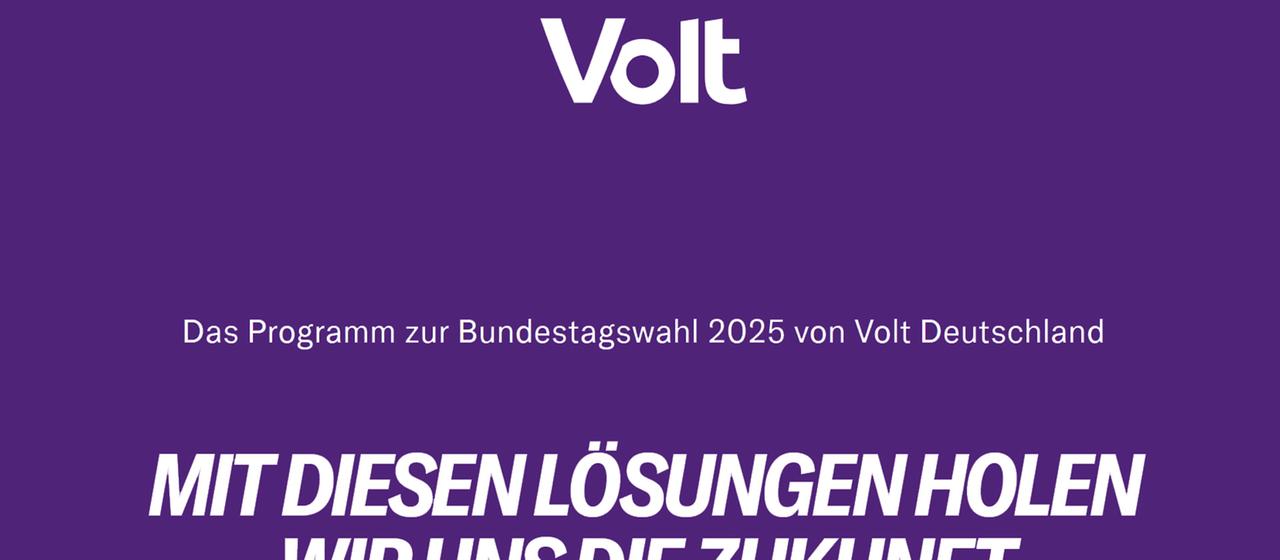 Screenshot der Webseite mit dem Wahlprogramm von Volt Deutschland zur Bundestagswahl 2025