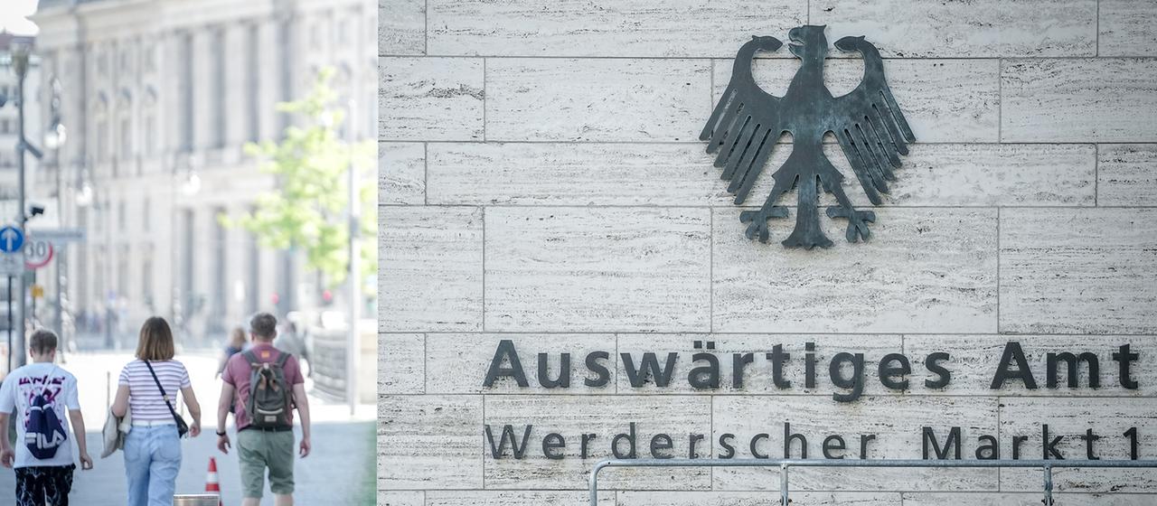 "Auswärtiges Amt" steht am Eingang zum Ministerium.