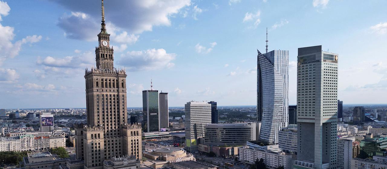 Die Skyline von Warschau.