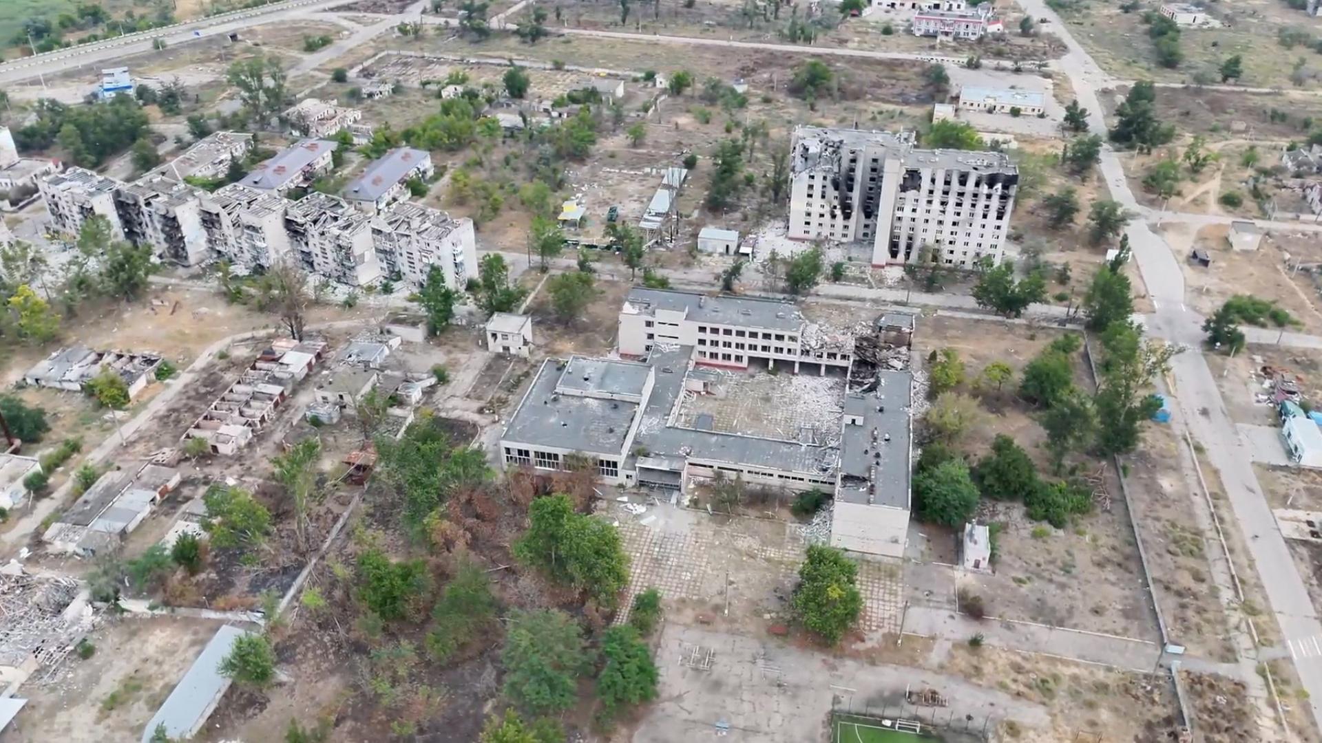 Zerstörte Gebäude in Oleshky, Ukraine. | Borysfen