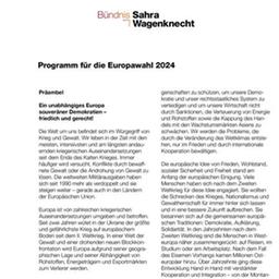 Titelseite des Wahlprogramms des BSW zur Europawahl