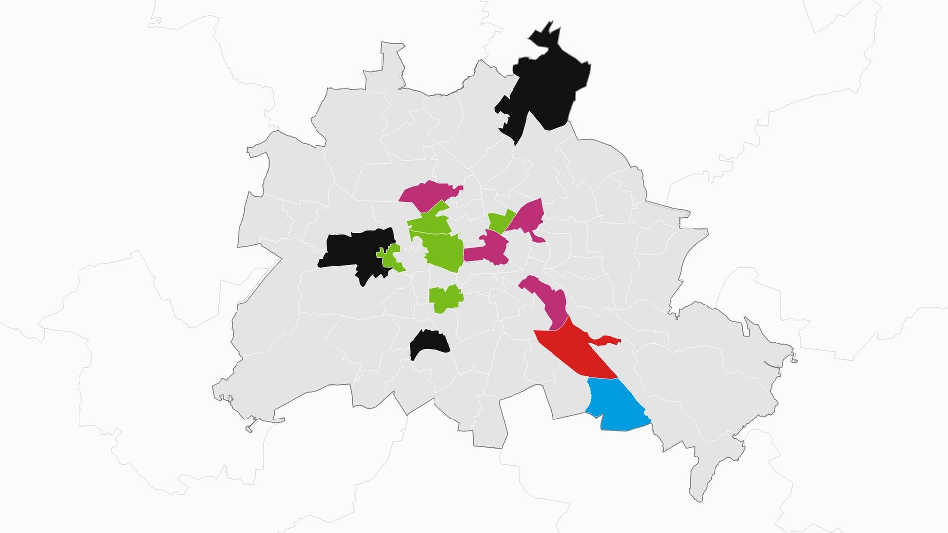 Berlin: Karte mit den Ergebnissen der Abgeordnetenhauswahl 2026