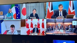 Die Staats- und Regierungschefs der G7-Gruppe in einer Videokonferenz