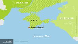 Karte Ukraine, schraffiert: von Russland besetzte Gebiete