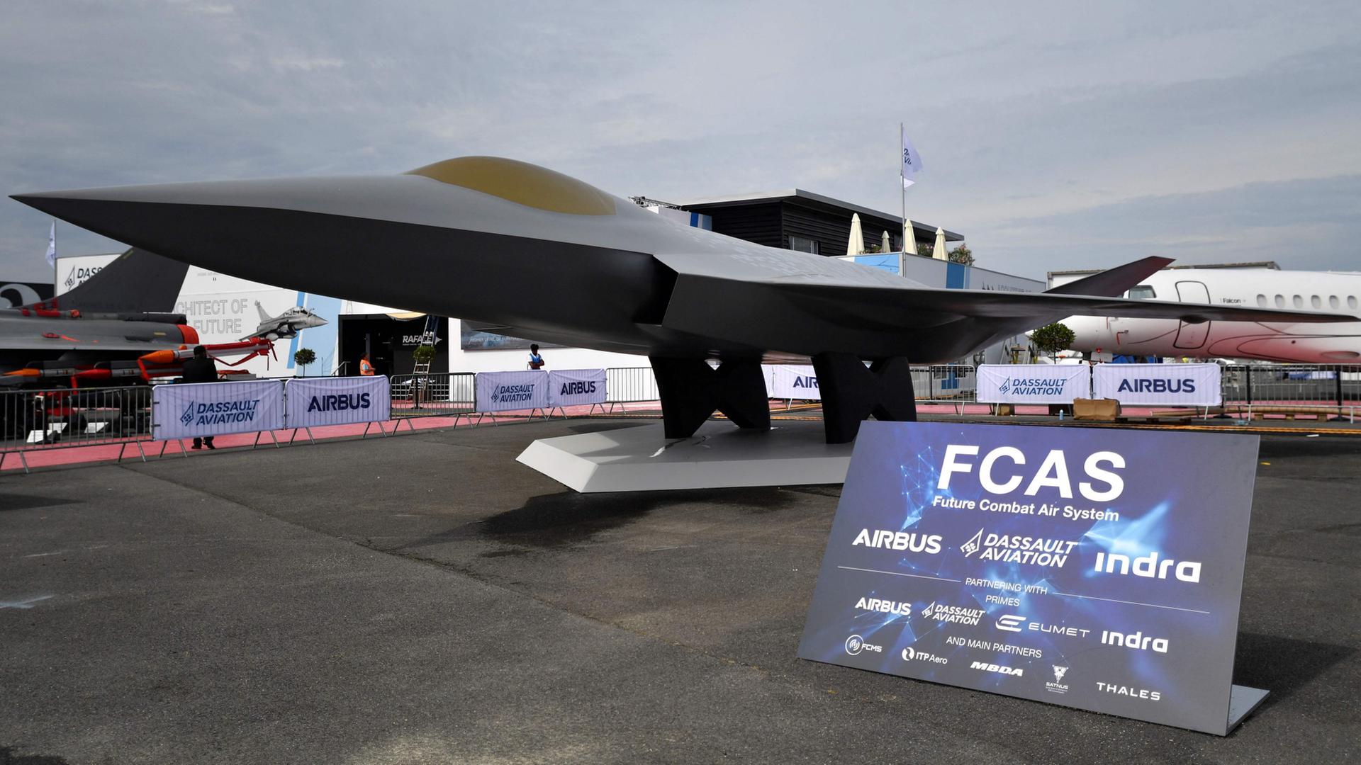 Ein Modell des European New Generation Fighter (NGF) für das Future Combat Air System (FCAS). (Archivbild: 18. Juni 2023) | AFP