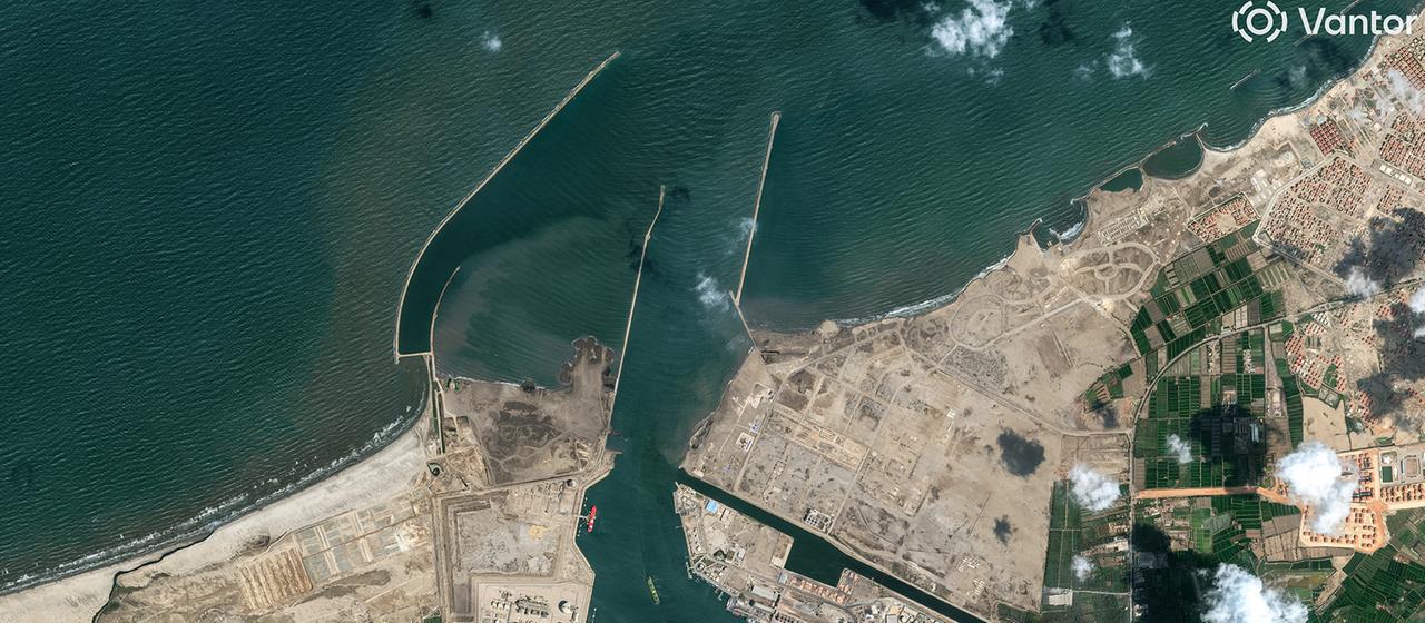 Blick auf den ägytischen Hafen Damietta 