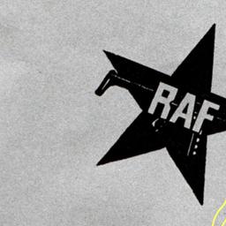 Das Emblem der Roten Armee Fraktion auf einem Blatt Papier.