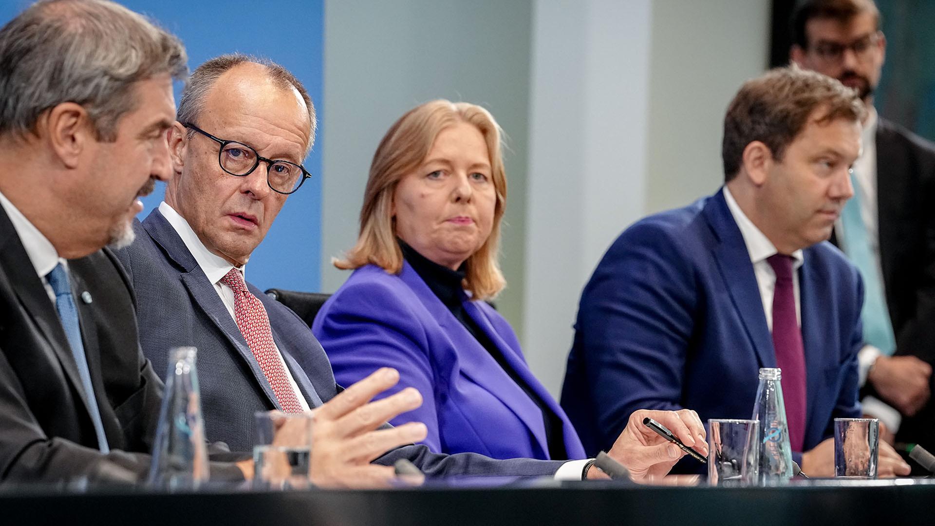 Markus Söder, Friedrich Merz, Bärbel Bas und Lars Klingbeil. | dpa