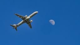 Ein Passagierflugzeug am Frankfurter Flughafen 