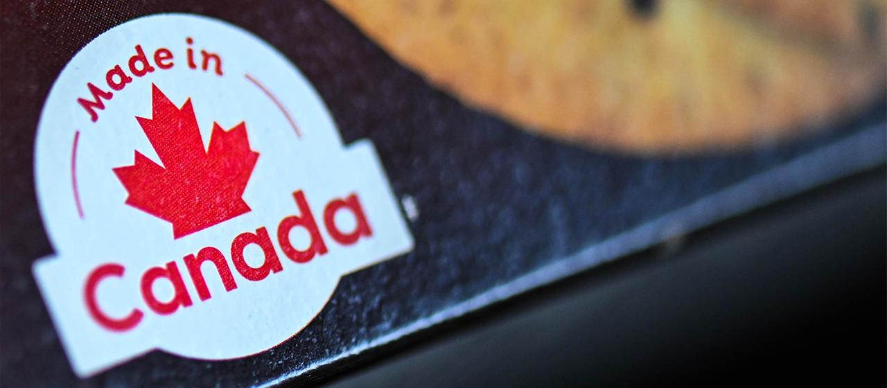 "Made in Canada"-Kennzeichnung auf einer Verpackung.