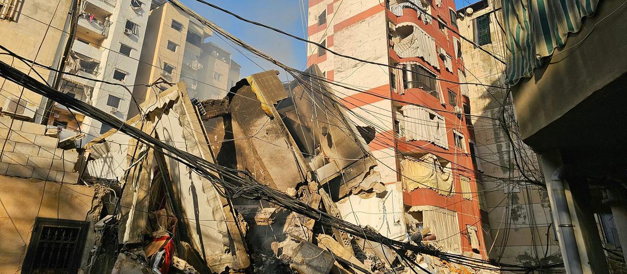 Ein zerstörtes Wohnhaus im Zentrum von Beirut. 
