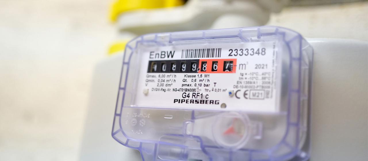 Gaszähler in einem Privathaushalt.