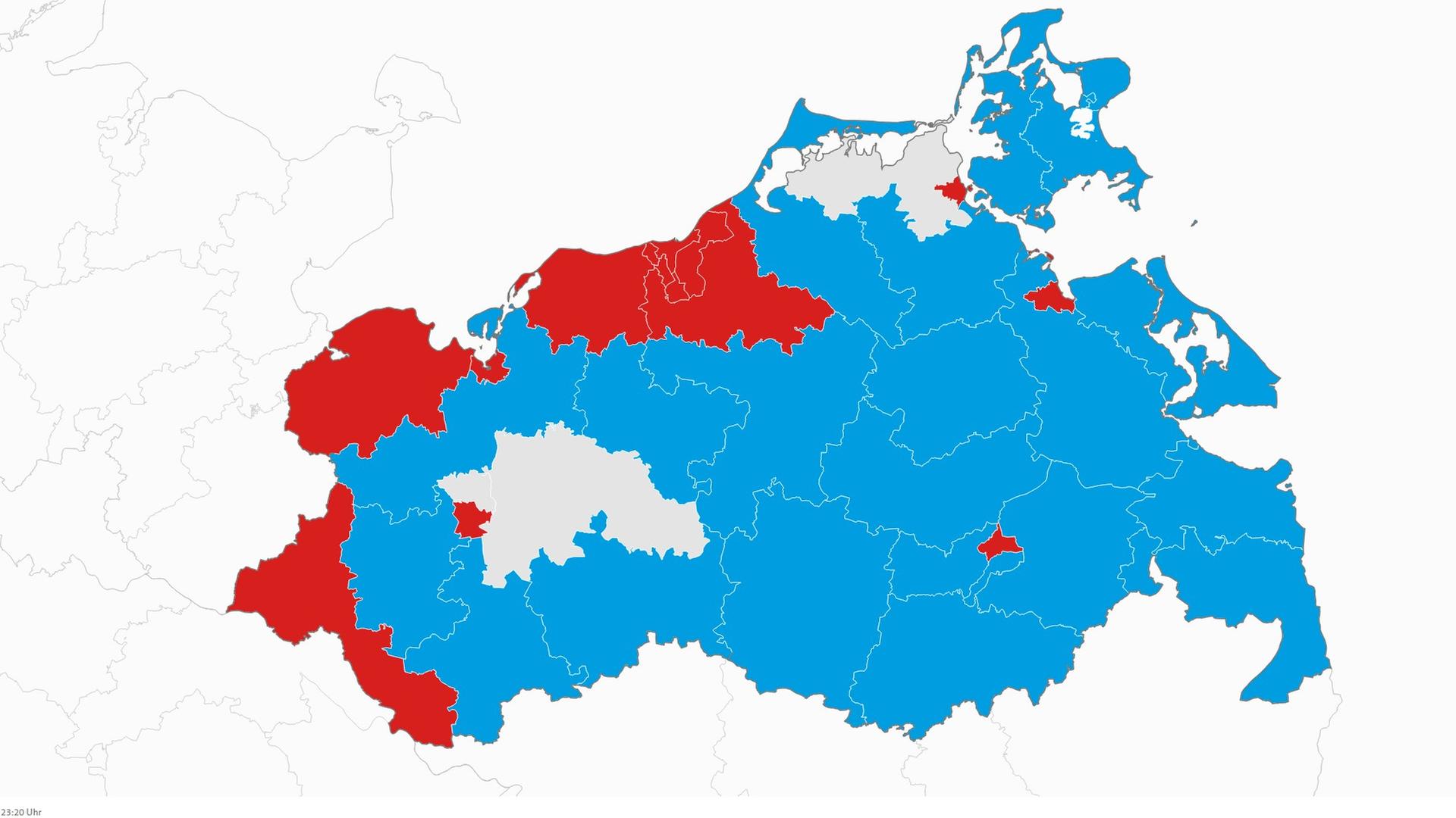 Karte mit ausgez�hlten Wahlkreisen der Landtagswahl in Mecklenburg-Vorpommern | tagesschau.de