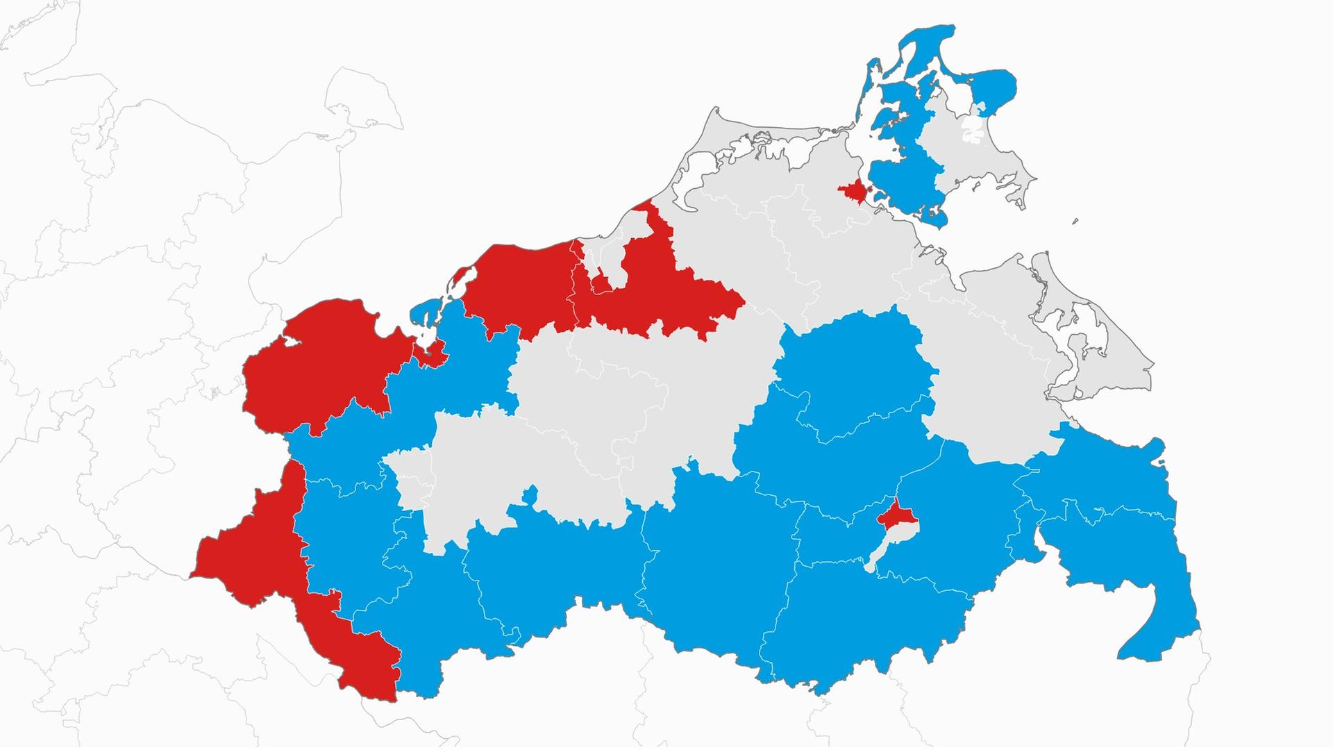 Karte mit ausgezählten Wahlkreisen der Landtagswahl in Mecklenburg-Vorpommern | tagesschau.de