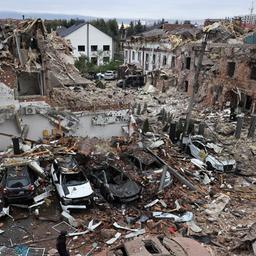 Zerstörte Häuser in Kiew