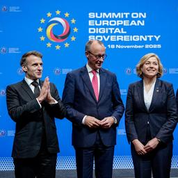 Roland Lescure, Emmanuel Macron, Friedrich Merz, Henna Virkkunen und Karsten Wildberger