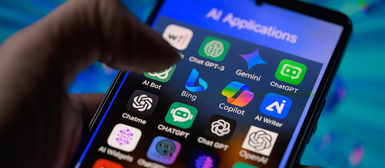 KI-Apps von ChatGPT, Bing, Gemini, OpenAI, Chatbot und Copilot.
