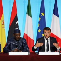 Nigerias Präsident Issoufou, Tschads Präsident Deby, Frankreichs Präsident Macron and Kanzlerin Merkel