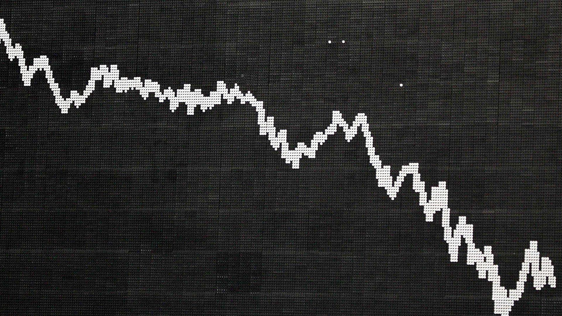 Fallender Kurs auf der Dax-Anzeigtafel der Frankfurter Börse. | picture alliance /