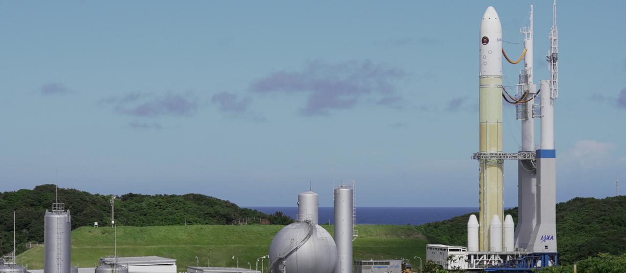 Eine H3-Rakete im Tanegashima Space Center im Südwesten Japans.