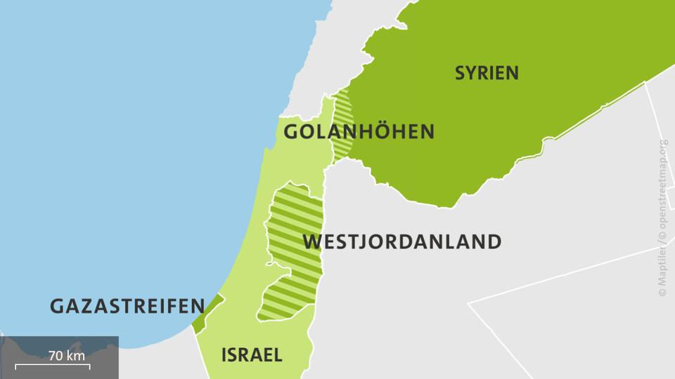 Karte: Israel, Syrien, Golanhöhen