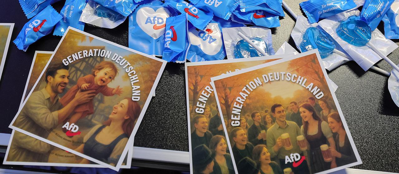Werbeaufkleber der AfD Jugendorganisation Generation Deutschland.