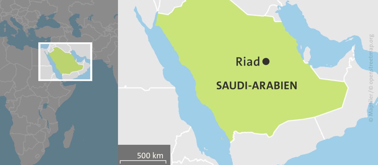Karte von Saudi-Arabien mit der Hauptstadt Riad
