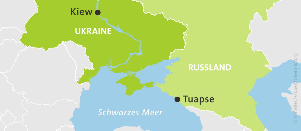 Karte: Tuapse, Russland und Ukraine