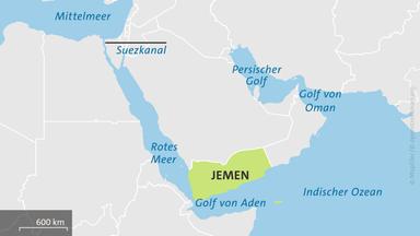 Karte Jemen mit Golf von Aden, Rotes Meer, Suezkanal