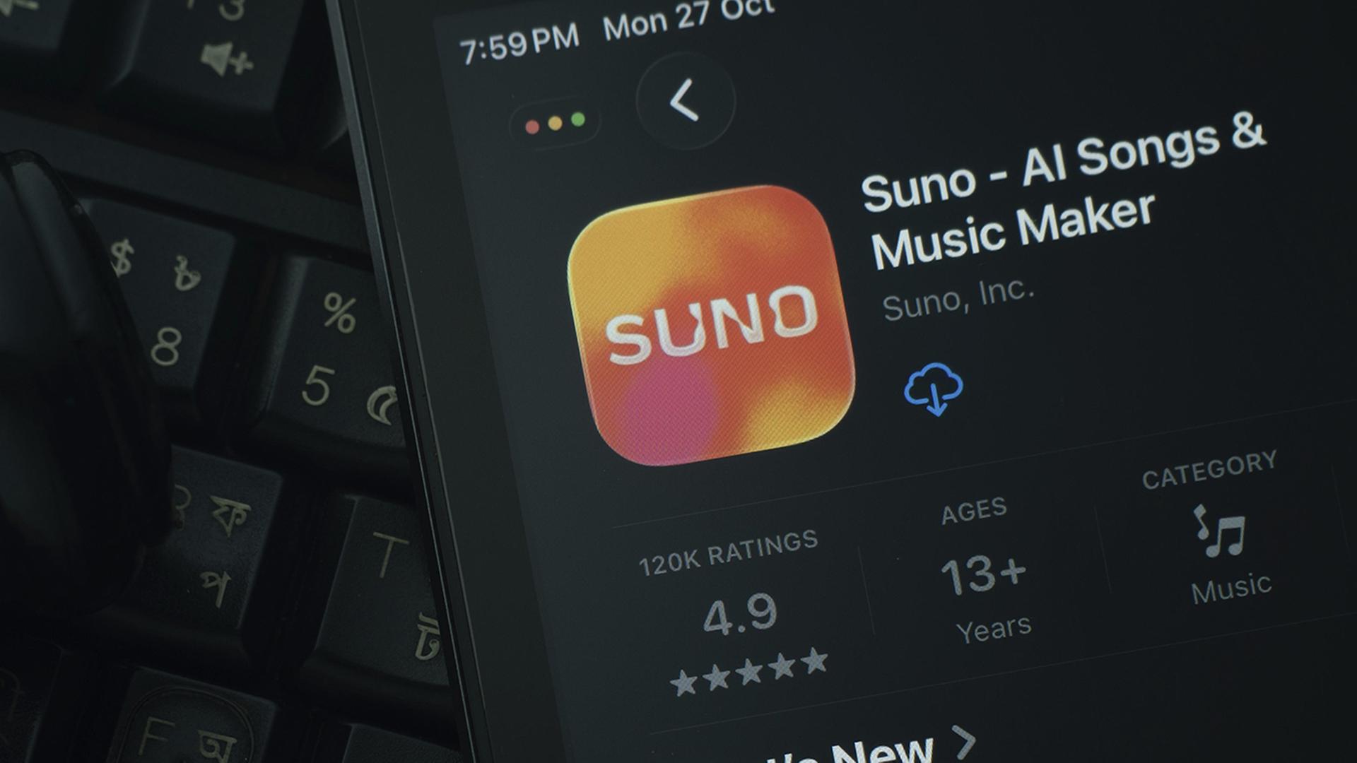 Ein iPad auf dem die Suno-AI-App zu sehen ist. | picture alliance / imageBROKER