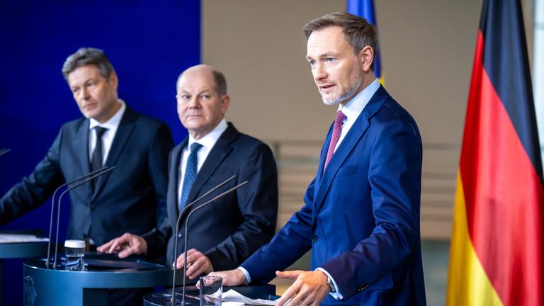 Robert Habeck, Olaf Scholz und Christian Lindner (v.l.)