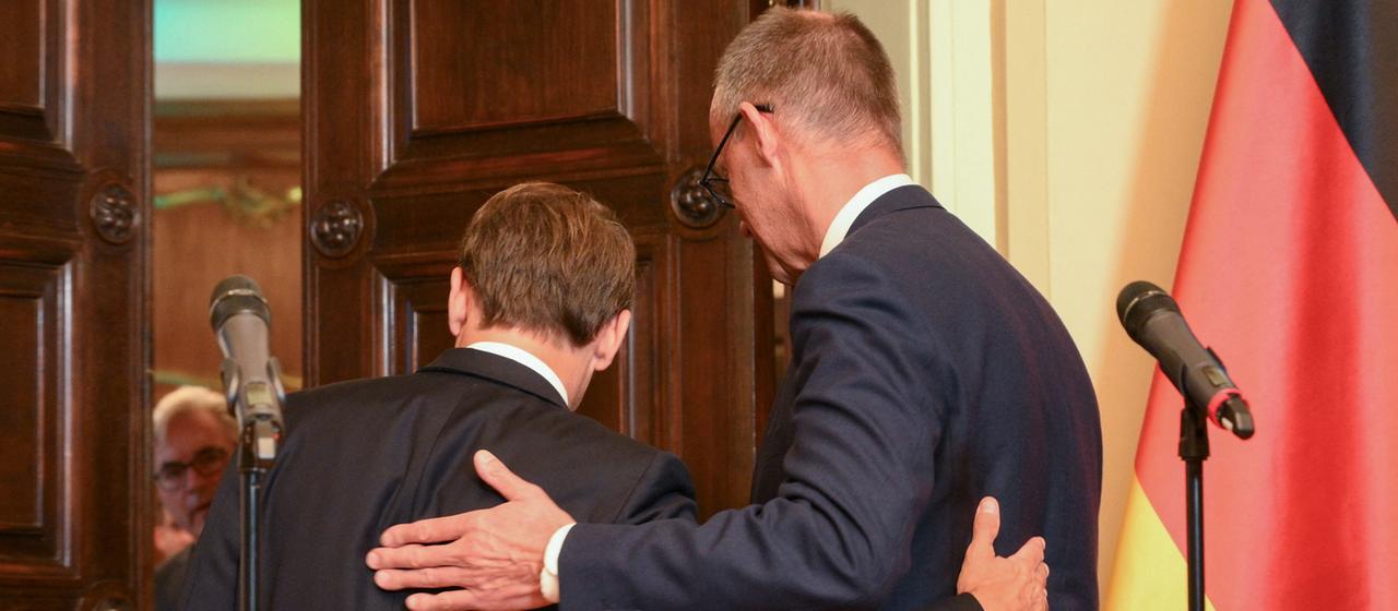 Macron und Merz bei ihrem Arbeitstreffen in Berlin 