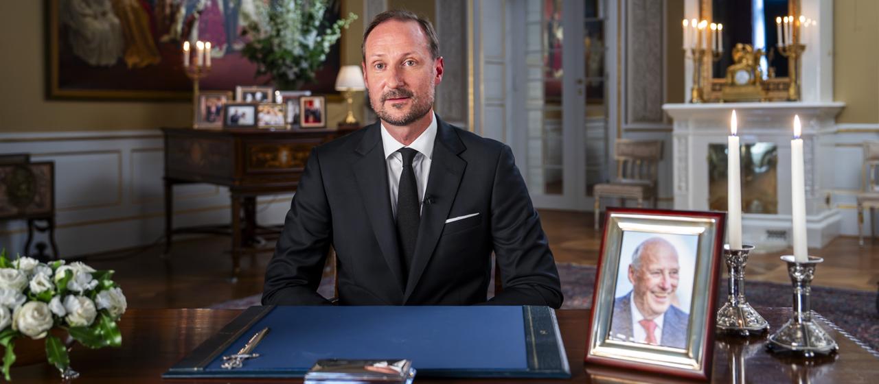 Norwegens König Haakon hält seine erste Rede