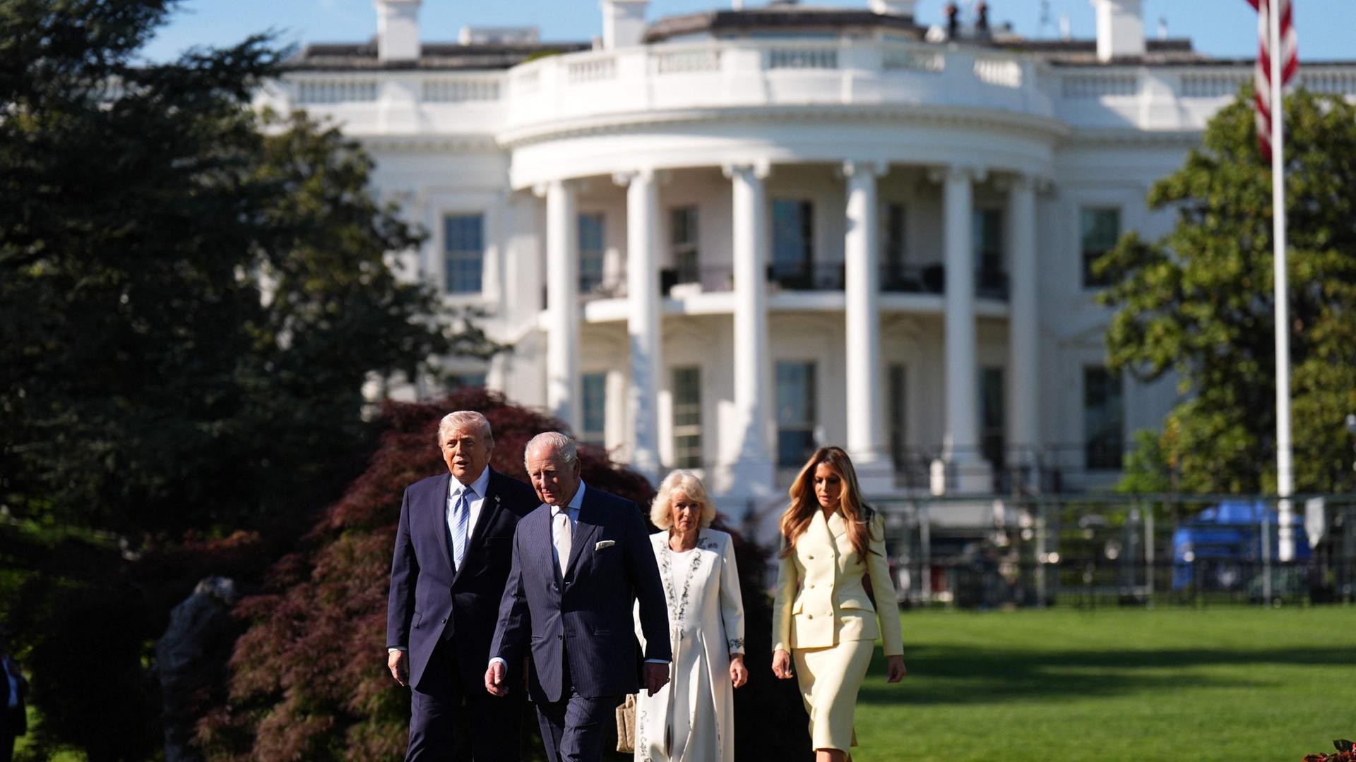 Donald Trump, König Charles III., Königin Camilla und Melania Trump | AFP