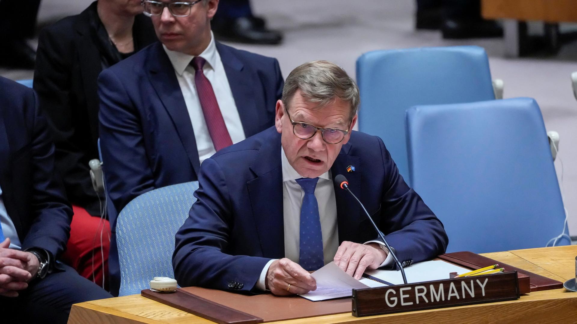 Johann Wadephul im UN-Sicherheitsrat in New York. | REUTERS