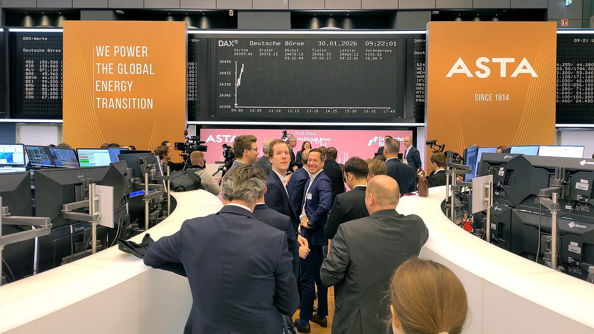 Asta Energy Solutions BÃ¶rsengang an der Frankfurter BÃ¶rse. | ARD Finanzredaktion / P. Protzen