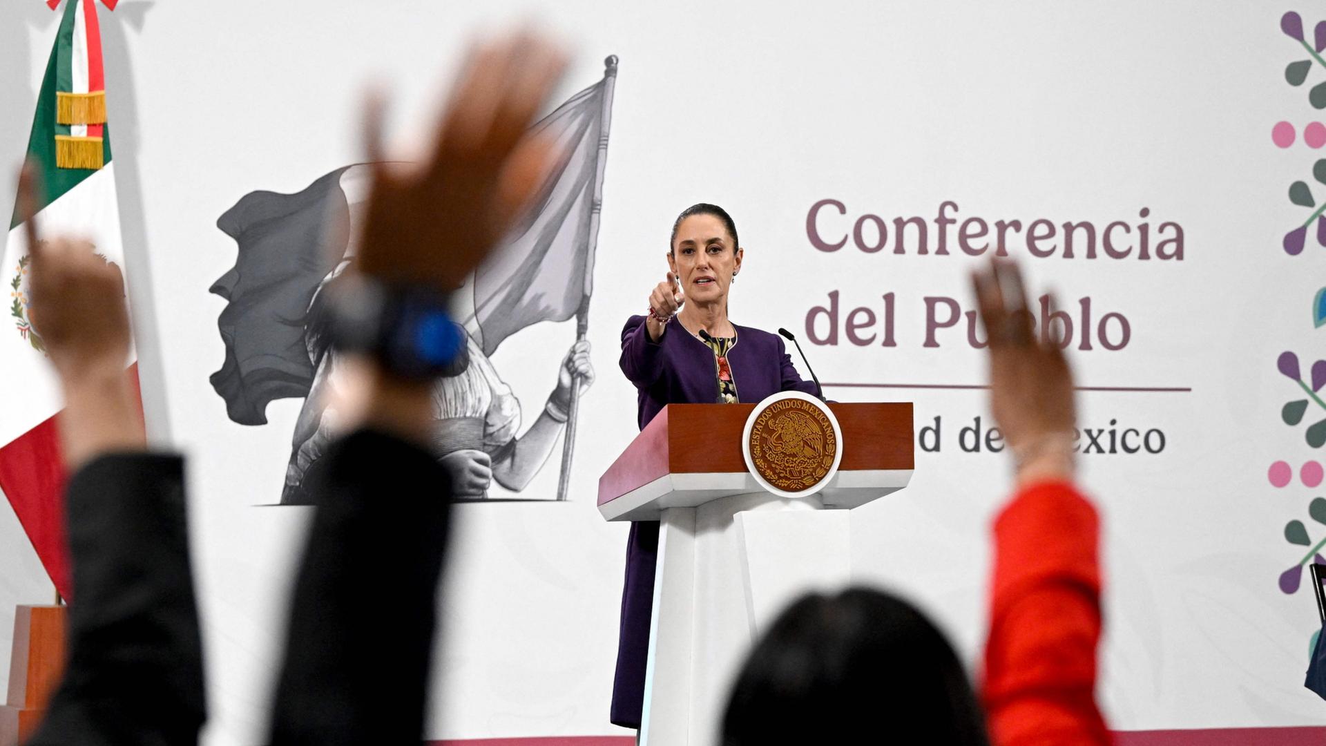 Claudia Sheinbaum bei einer Pressekonferenz | AFP
