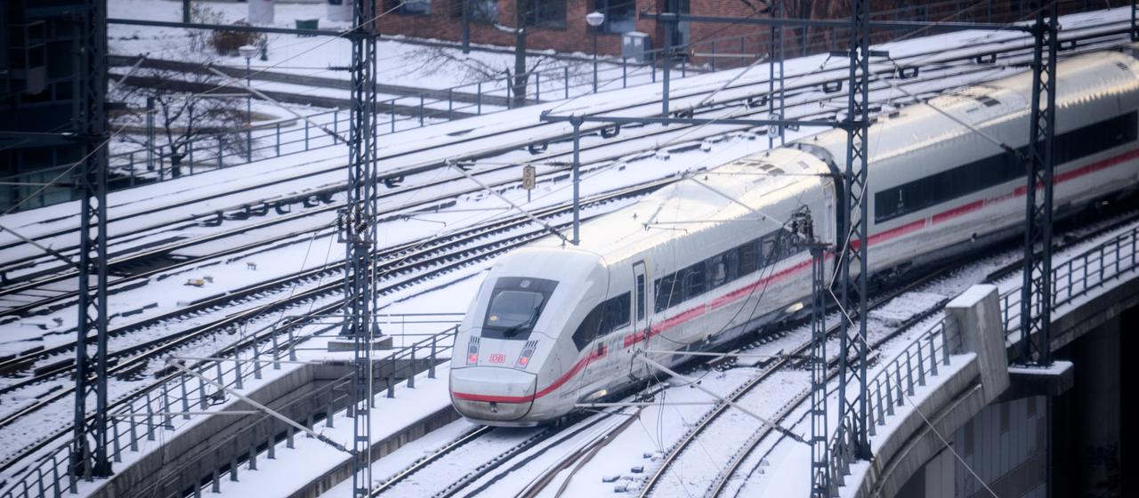 An ICE train leaves Berlin Central Station on January 8, 2026.