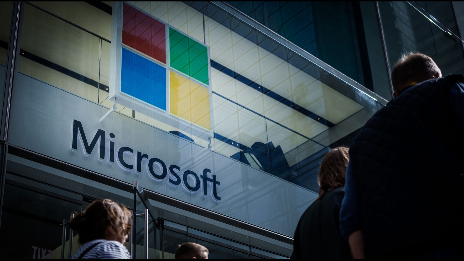 Das Logo von Microsoft in Manhatten. 