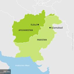 Karte Pakistan mit dem Ort Islamabad, Afghanistan mit dem Ort Kabul